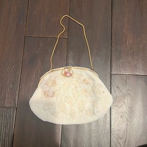 Vintage White and Gold Women Bag